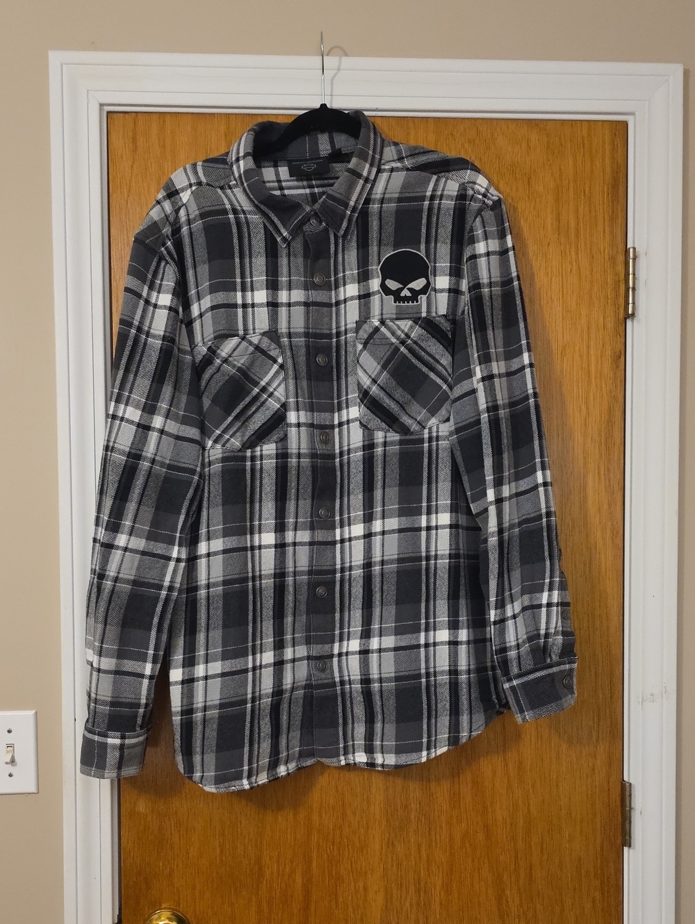 Men's Willie G Skull Plaid Long Sleeve Shirt